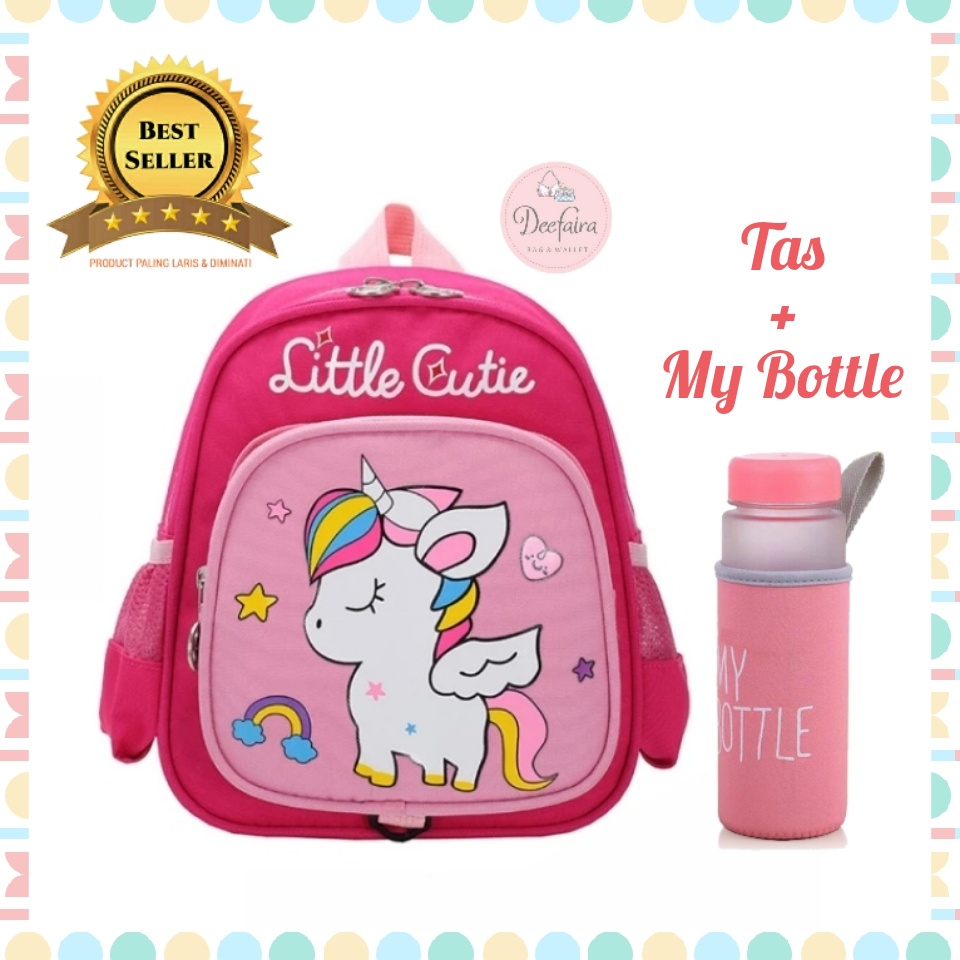 Tas Sekolah Anak Perempuan Paud TK SD little Cute Free My Bottle