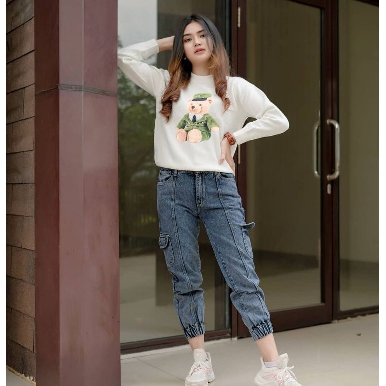 JEANS CARGO JOGGER WANITA