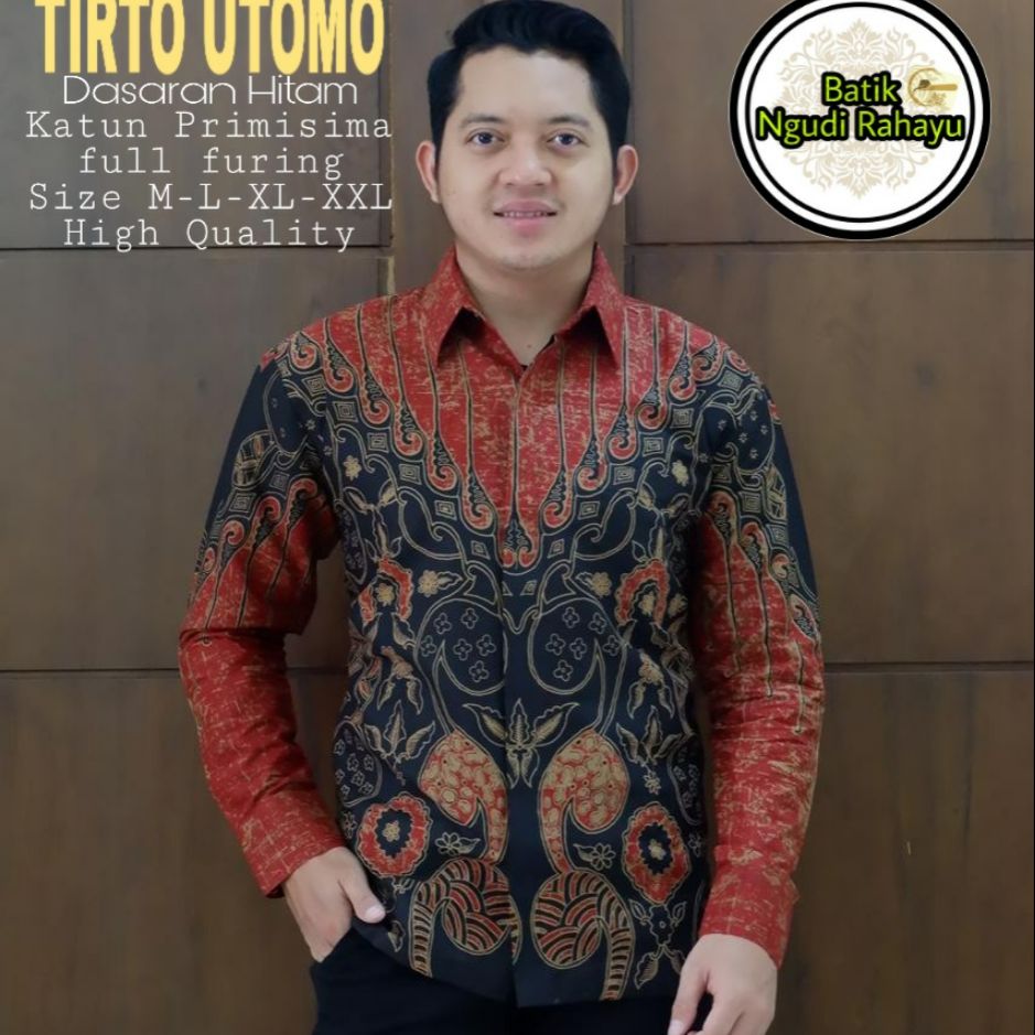 Kemeja Batik Lengan Panjang Warna Marun TIRTO UTOMO PANJANG Baju Batik Pria Warna Marun Terbaru