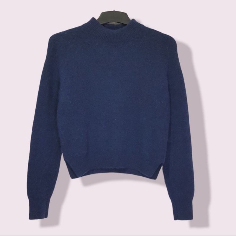 Sweater Fuzzy Crop Navy