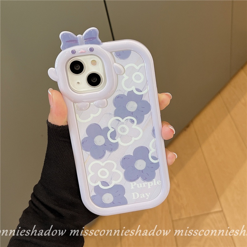 Soft Case TPU Motif Bunga Biru Aksen Pita 3D Untuk iPhone 8Plus 7Plus 11 13 12 Pro MAX XR X 6 6S Plus XS MAX SE 2020