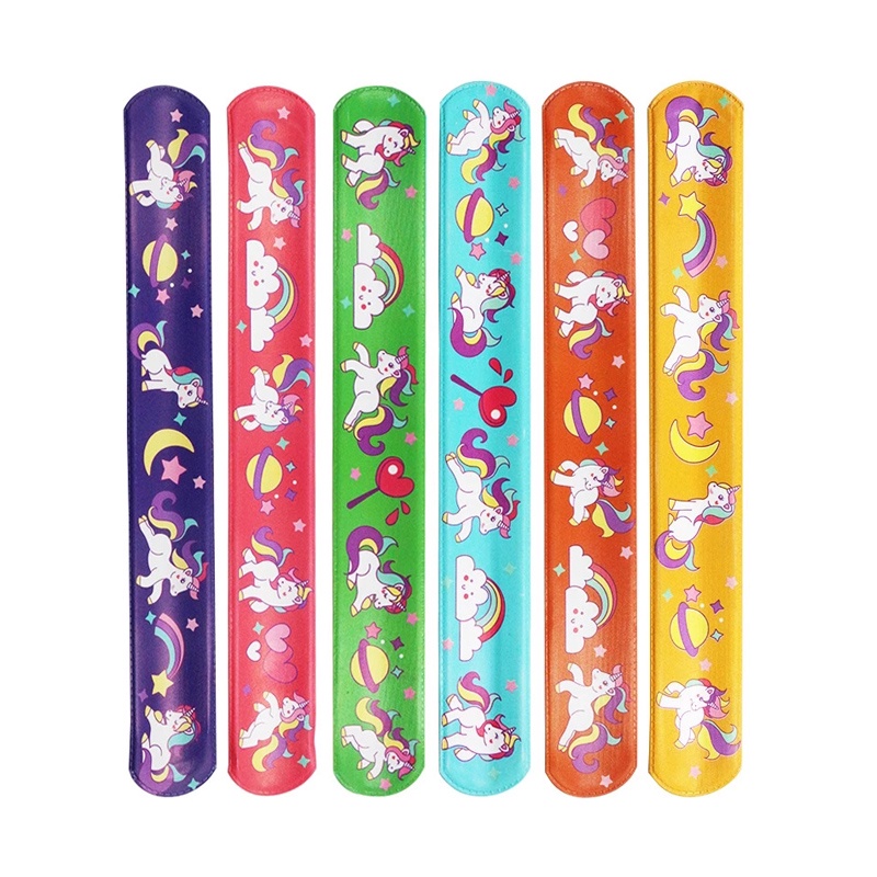 10pcs / Set Mainan Gelang Slap Band Motif Kartun Unicorn Untuk Anak Laki-Laki / Perempuan