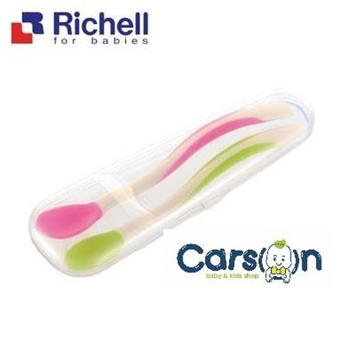 Richell Soft Feeding Spoon Set with Case Sendok Makan Bayi Richell