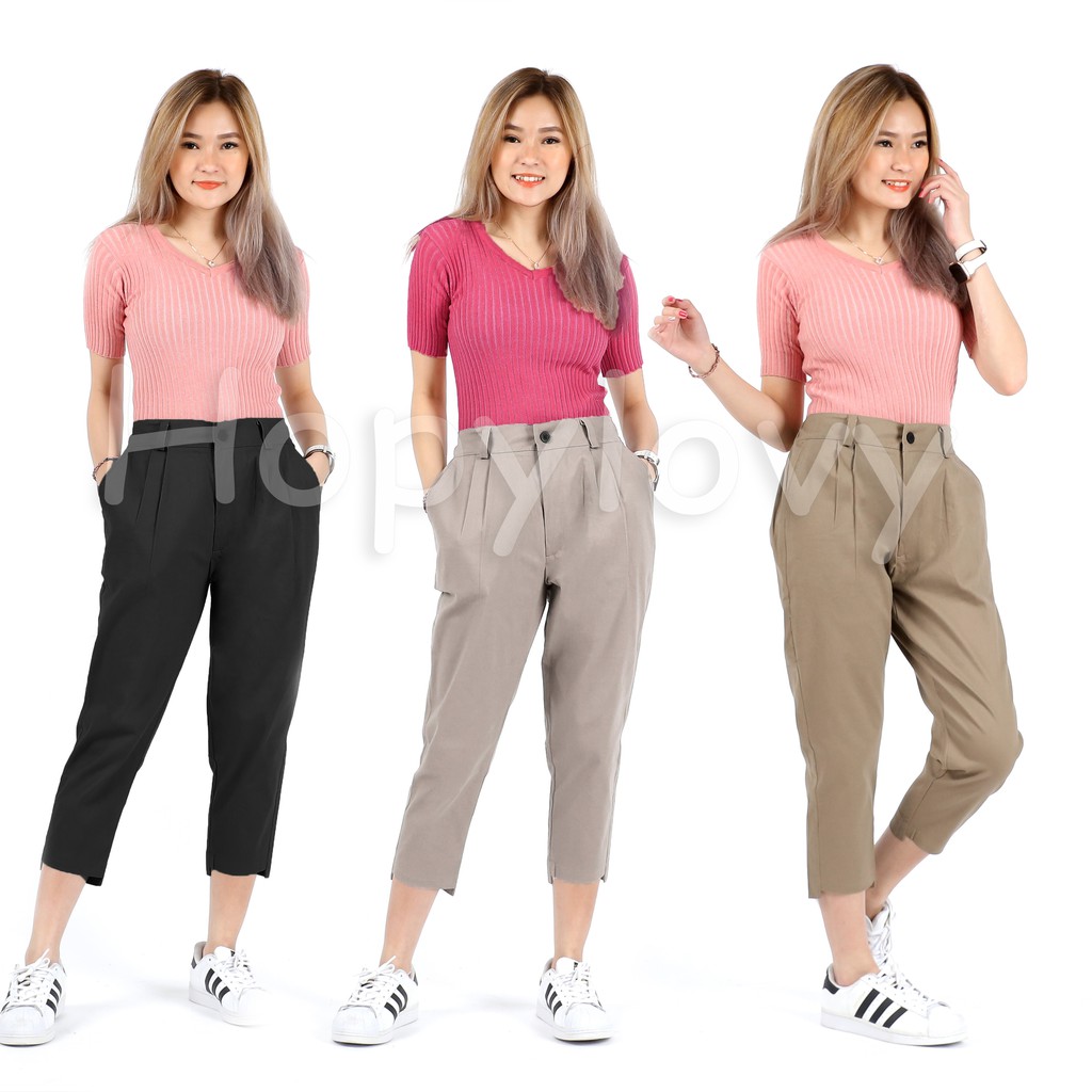 HOPYLOVY - Celana Wanita Londora Cutting Pants