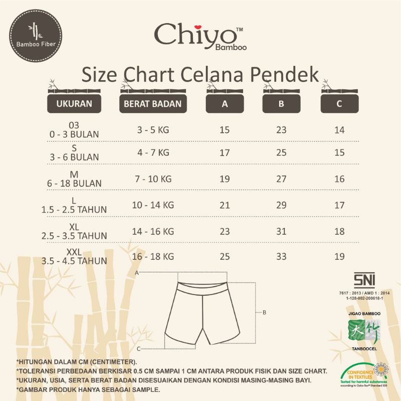 CHIYO BABY Setelan anak Baju Pendek Celana Pendek Bamboo Fiber