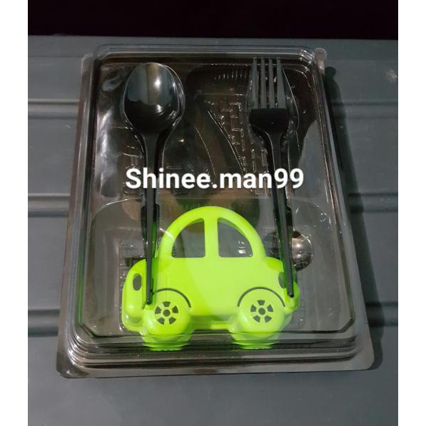 mika bento 4 sekat sendok + garpu/box bento/mika lunch/tray bento - Putih