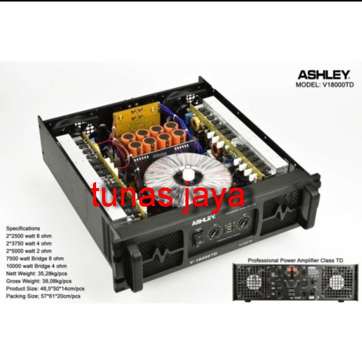 Power Amplifier Ashley V18000TD V18000 TD V 18000 2channel