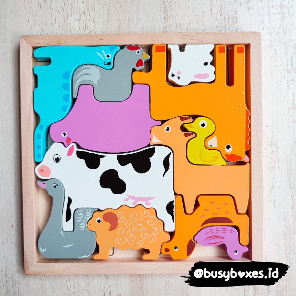 [busyboxes.id] puzzle 3D animals Farm mainan edukasi hewan peternakan wooden toys