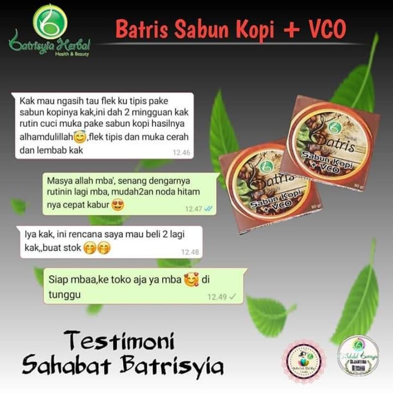 SABUN VCO BATRISYIA HERBAL SEMUA VARIAN/ SABUN CUCI MUKA BATANG BERAS MERAH PEPAYA BENGKOANG SUSU