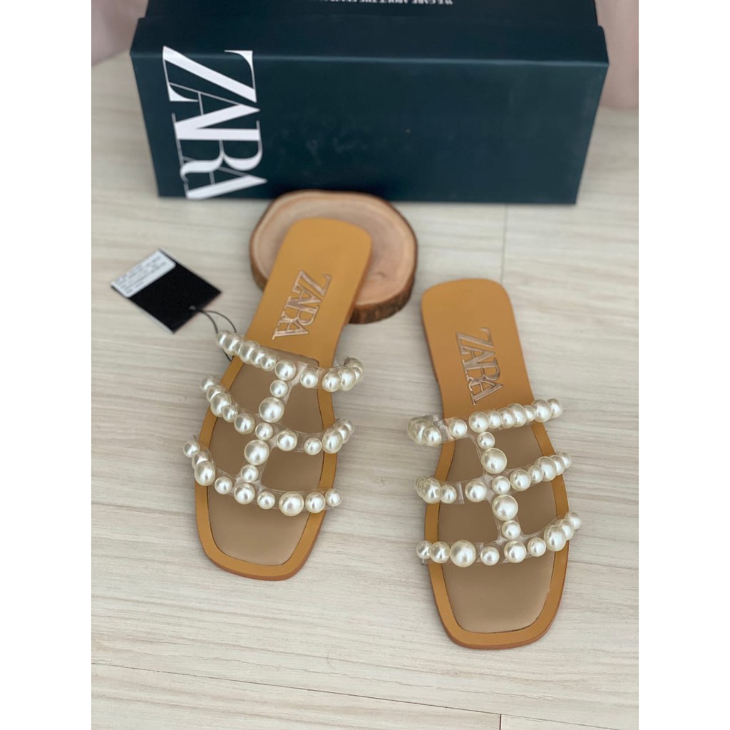 SANDAL WANITA ZS336 Z FLAT PEARL BEAD SANDALS PREMIUM IMPORT