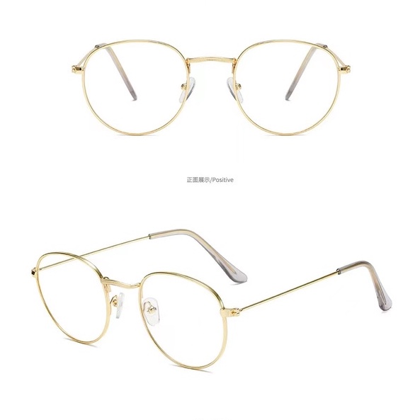 Rowling Impor murah Frame Kacamata Wanita dan Pria Gaya Retro Round Eyeglasses Metal Frame Kacamata Fashion-16-9 Emas