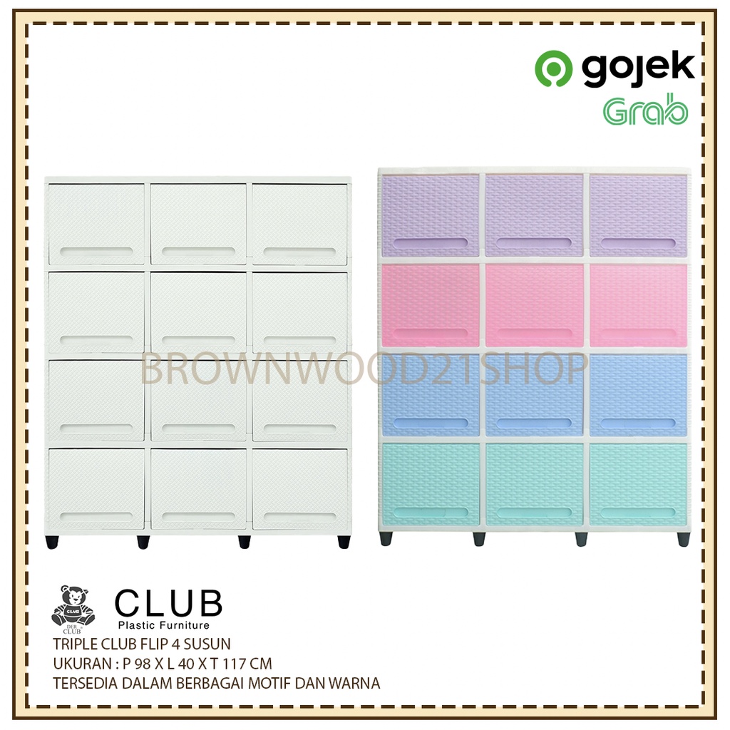 LEMARI PLASTIK TRIPLE CLUB FLIP 4 SUSUN / LEMARI PLASTIK TRIPLE CLUB FLIP JUMBO MURAH / LEMARI PLAST