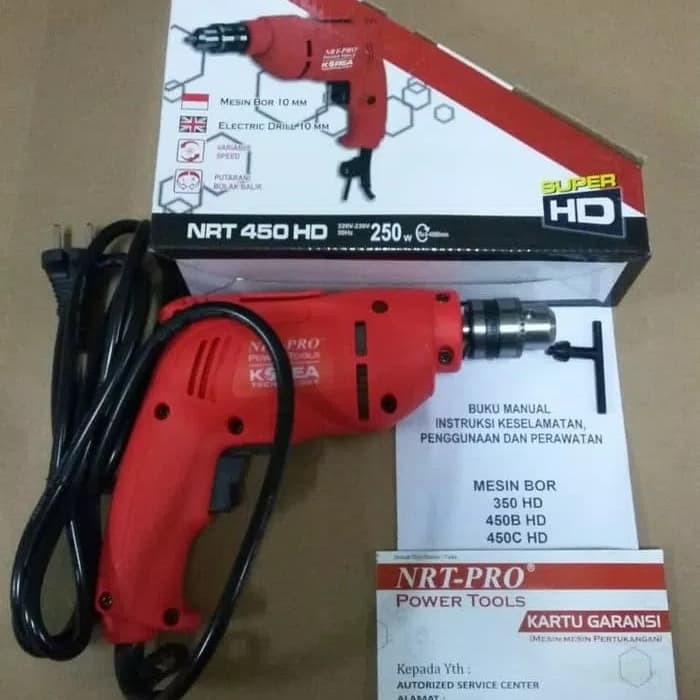 NRT-PRO KOPER 450 HD SET Mesin Bor 10 mm - Besi Kayu Variabel Speed