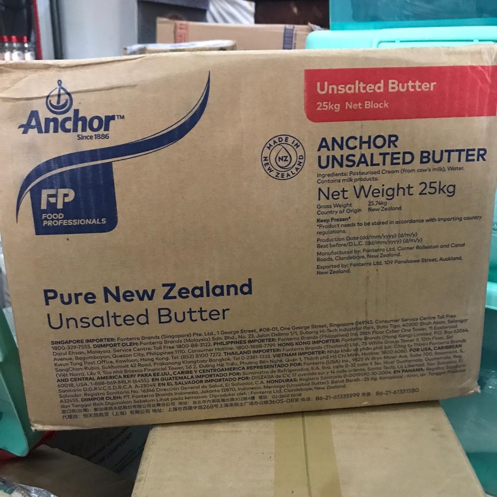 

Anchor Unsalted Butter 25kg - Butter Unsalted Mentega Tawar Gosend / Grab Only!!! !!