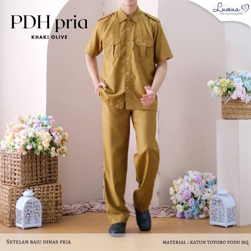 SERAGAM PDH PRIA KHAKI OLIVE BY LUVENA