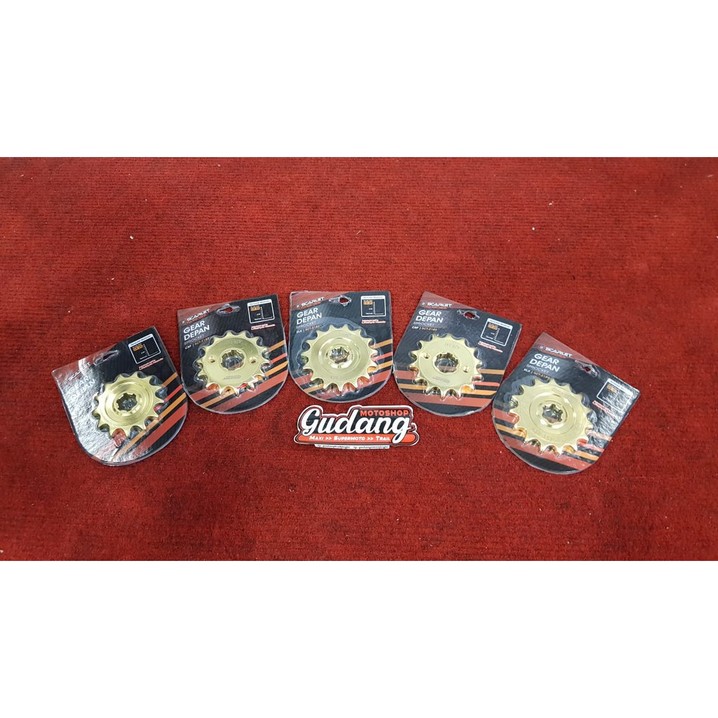 Gear Gir Depan SCARLET MX Supermoto Trabas Gold 428 14T-16T CRF 150L KLX Dtracker WR 155 GOLD