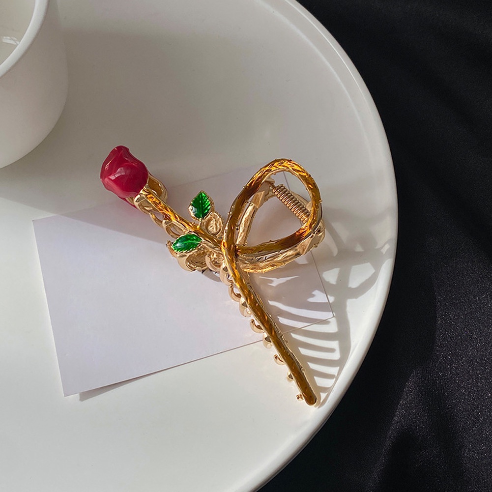 Jepit Rambut Bentuk Bunga Mawar Bahan metal Untuk Wanita