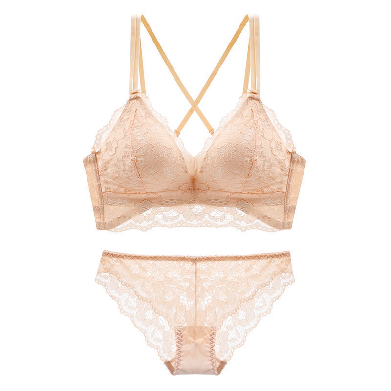 ANGELA PREMIUM JAPAN Bra BH Push Up Set Tanpa Kawat Celana Dalam Wanita Bikini Sport Beha Lingerie Korea Fashion Bralette Remaja Perempuan Sexy Pakaian Dalam COD Renang Motif Cewek Pita Bunga Murah Elora Jumbo-Cream