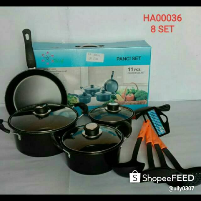 Cookware set isi 11 pcs warna hitam