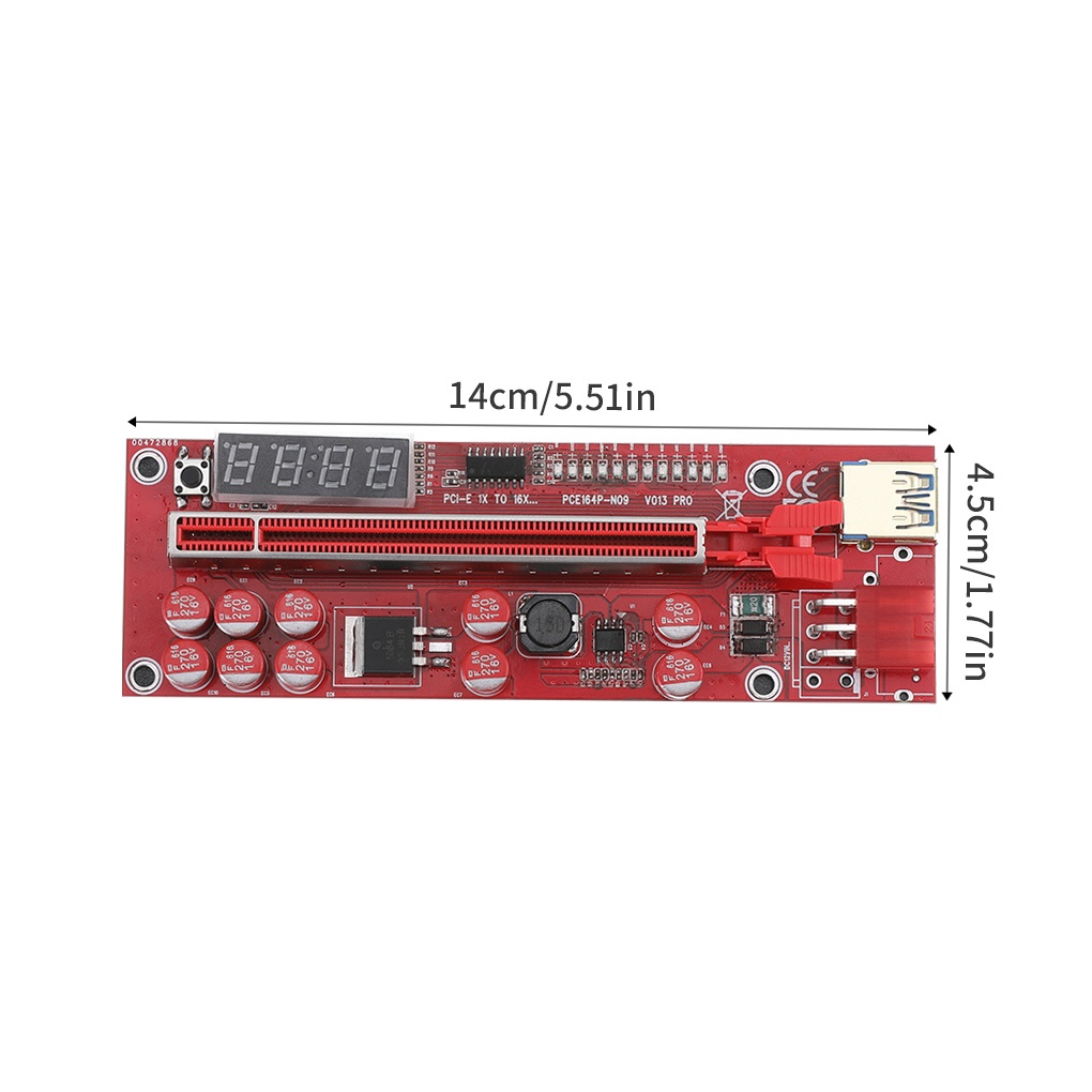 Pci-e Riser Ver011s plus Kartu Grafis GPU Adapter Riser Dengan 13 Lampu Led Warna Merah