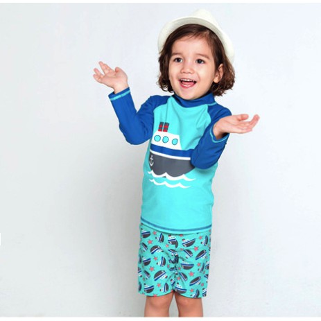 Baju Renang Anak Bayi Cowok Boat Toddler Swimsuit Swimwear Impor Wetsuit Tangan Panjang