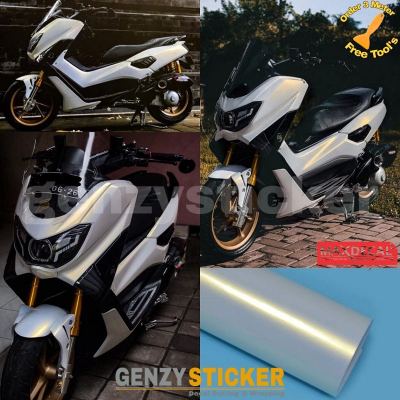stiker skotlet putih bunglon sticker putih mutiara