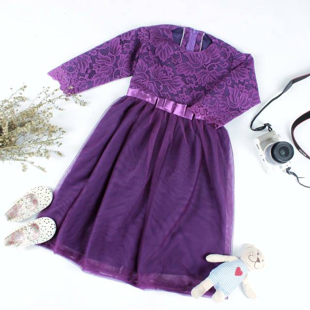 Elena Gamis Anak Warna Ungu Tua 4 5 Tahun Ready Stok Shopee Indonesia