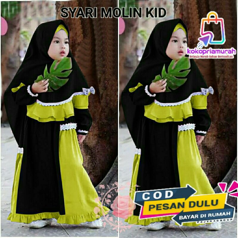 Baju anak perempuan - Maxi kid - syar'i anak perempuan bisa cod ( Syar'i molin )