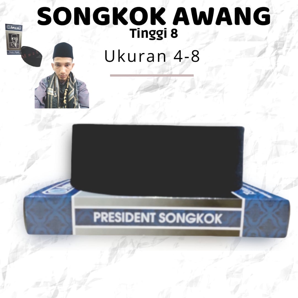 Songkok Awang / Songkok Hitam / Peci Hitam / Kopyah Hitam / Kopiah Hitam / Awang / Peci Awang Tinggi