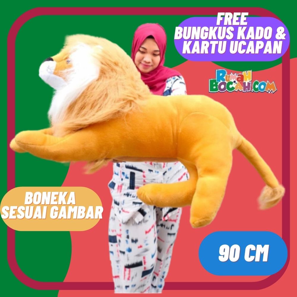 Boneka Singa 90 cm Jumbo Besar Hewan Lion Singa untuk Kado Ulang Tahun Kado Anniversary Kado Valenti