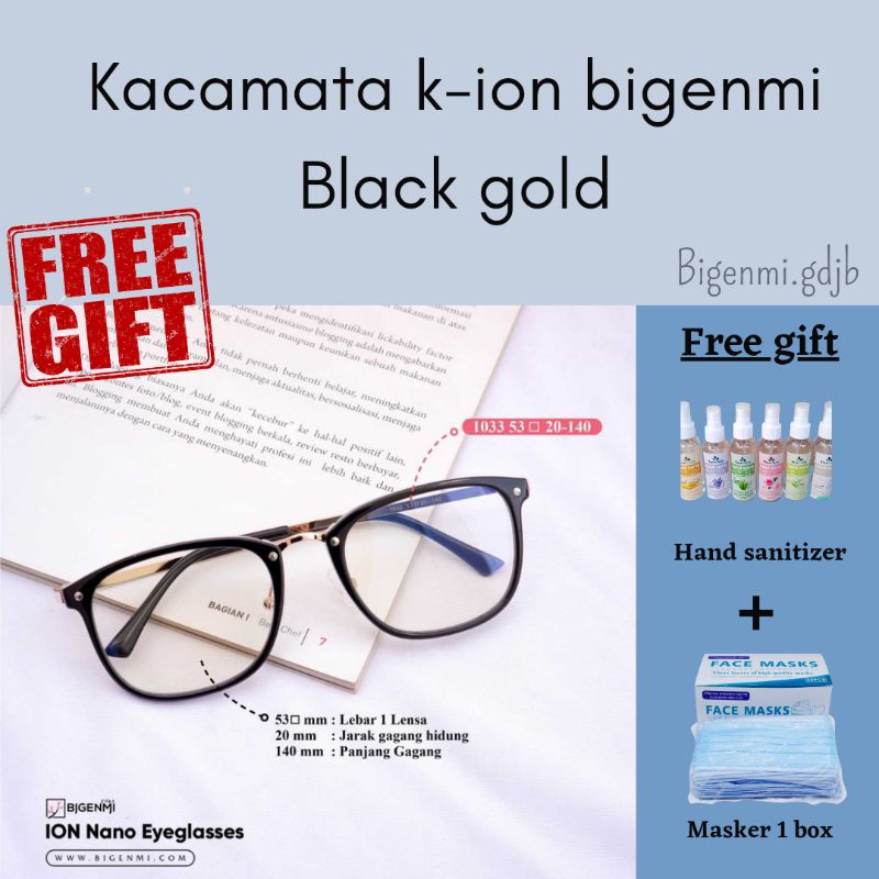 [TERLARIS] Kacamata Bigenmi K-ION NANO Terapi premium 8 BLACKGOLD