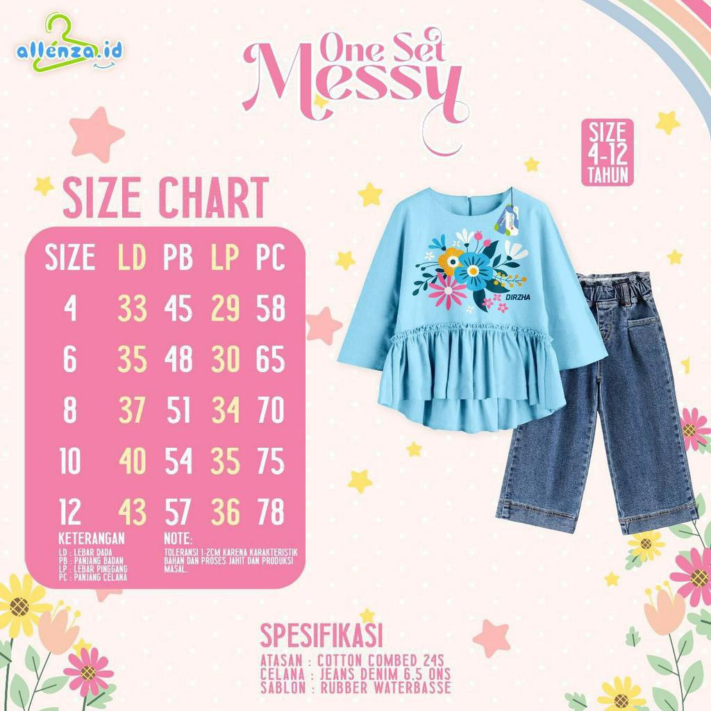 AfsheenaStore One Set Messy By Allenza/ Setelan anak Perempuan