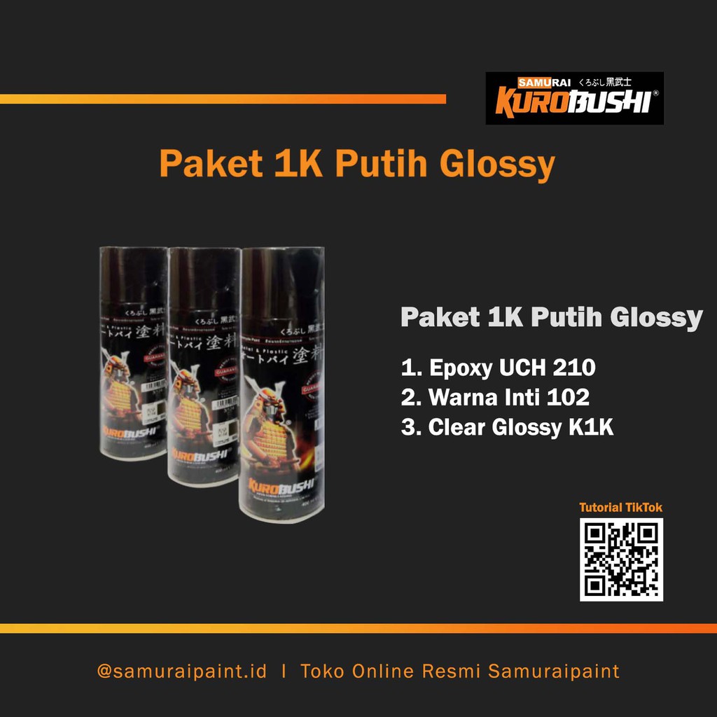 Paket 1K Putih Glossy, Samuraipaint Cat Semprot