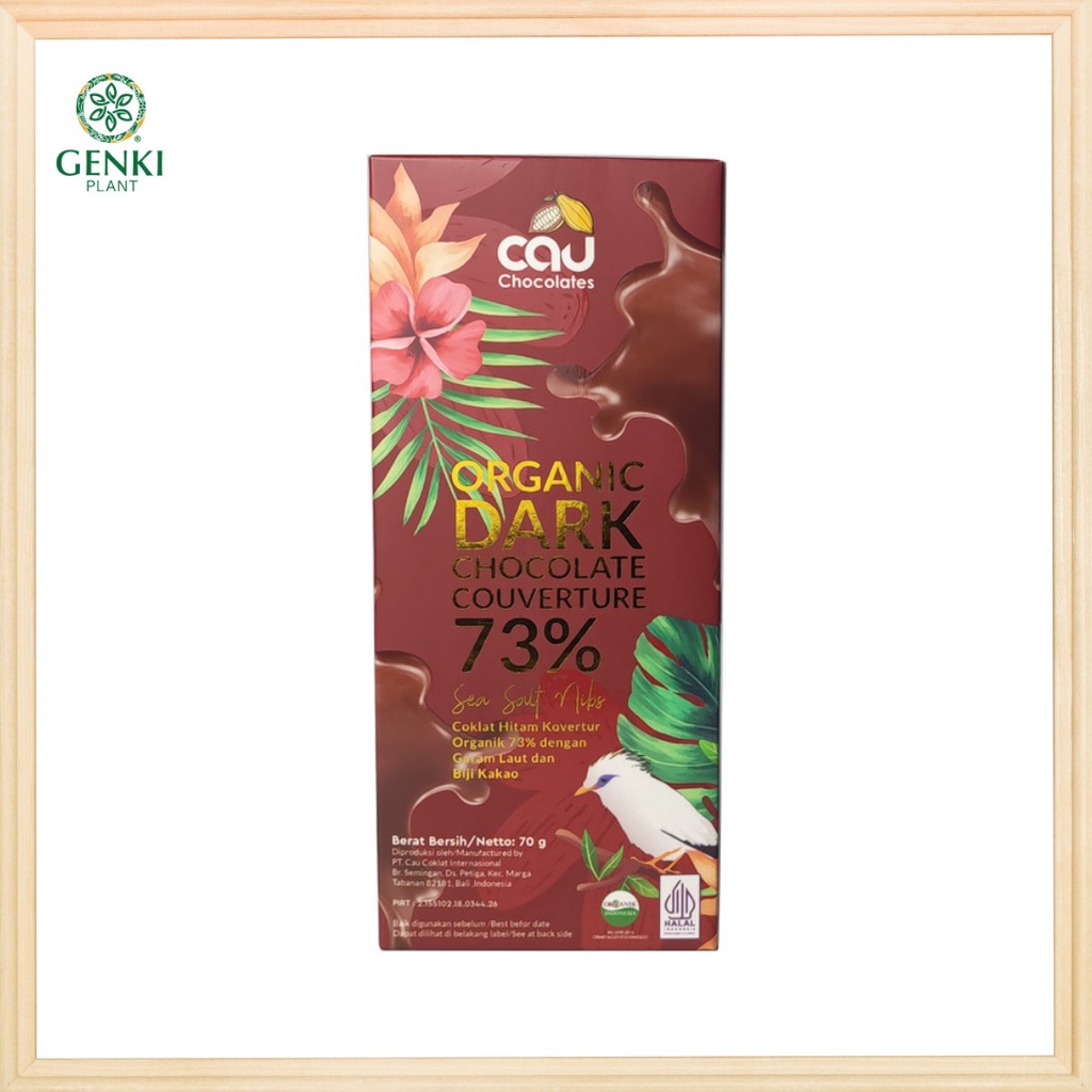 

Cau Chocolates Organic Dark Chocolate 73% Sea Salt Nibs – 70 g