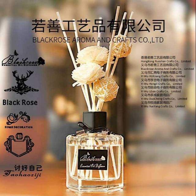 Taffware HUMI Black Rose Parfum Ruangan Aroma Diffuser Reed Sticks 50ml