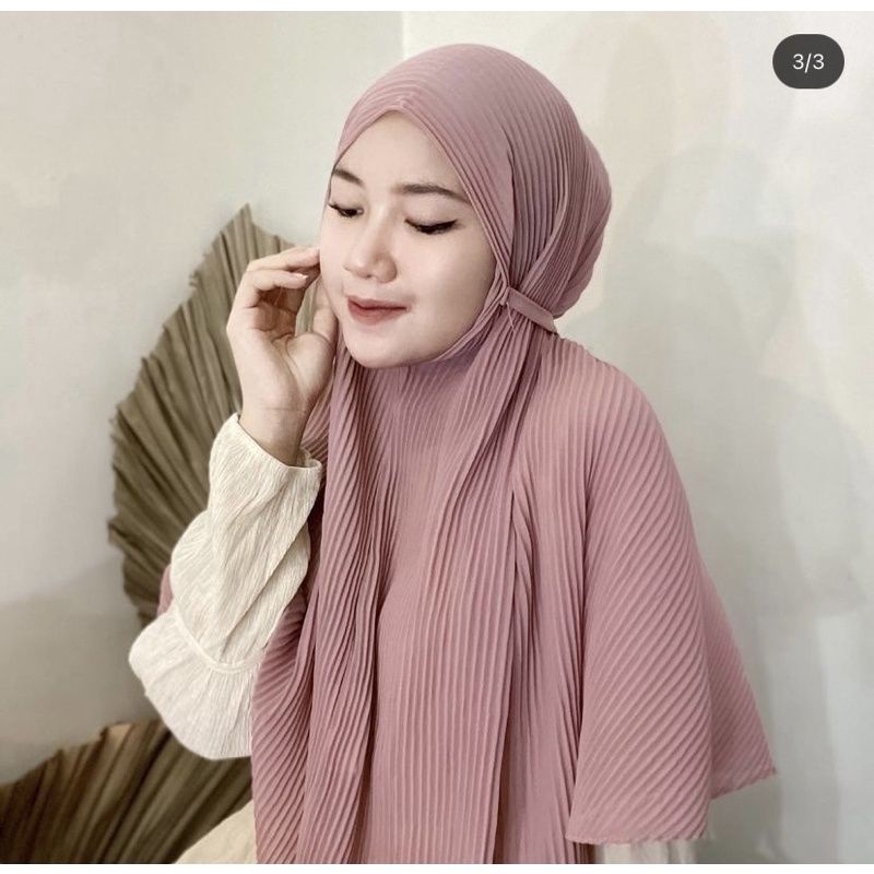 (RESTOK) BERGO PLISKET TALI/BERGO TALI/JILBAB PLISKET INSTAN/KHIMAR PLISKET