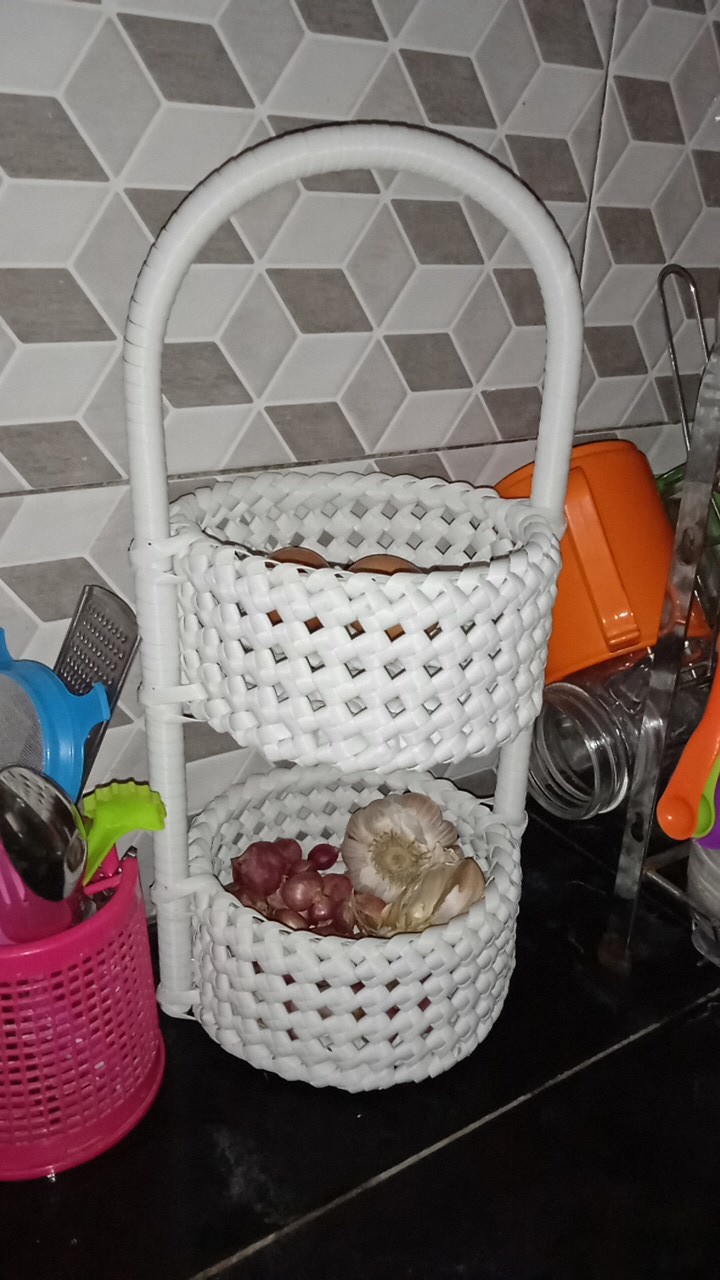 Keranjang Bawang Rotan Sintetis 2 Susun
