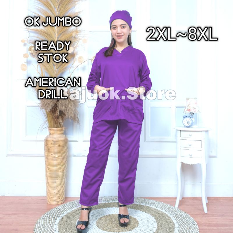 baju ok lengan panjang/baju ok super jumbo/baju perawat lengan panjang/baju ok/baju jaga medis/baju ok jumbo/baju ok 6xl/baju ok american drill