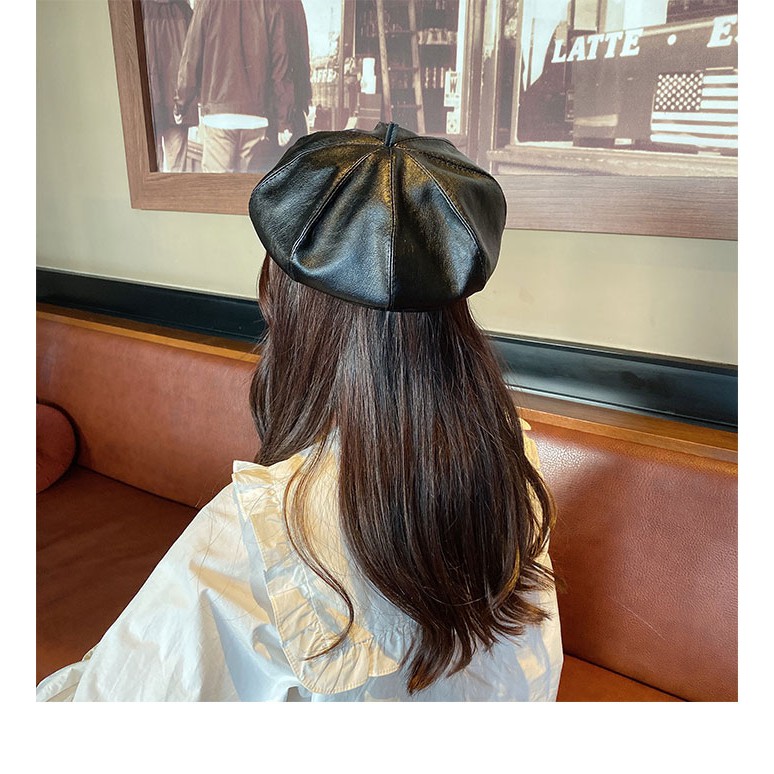 BELT topi beret kulit pu leather baret topi mangaka komikus korea jepang import