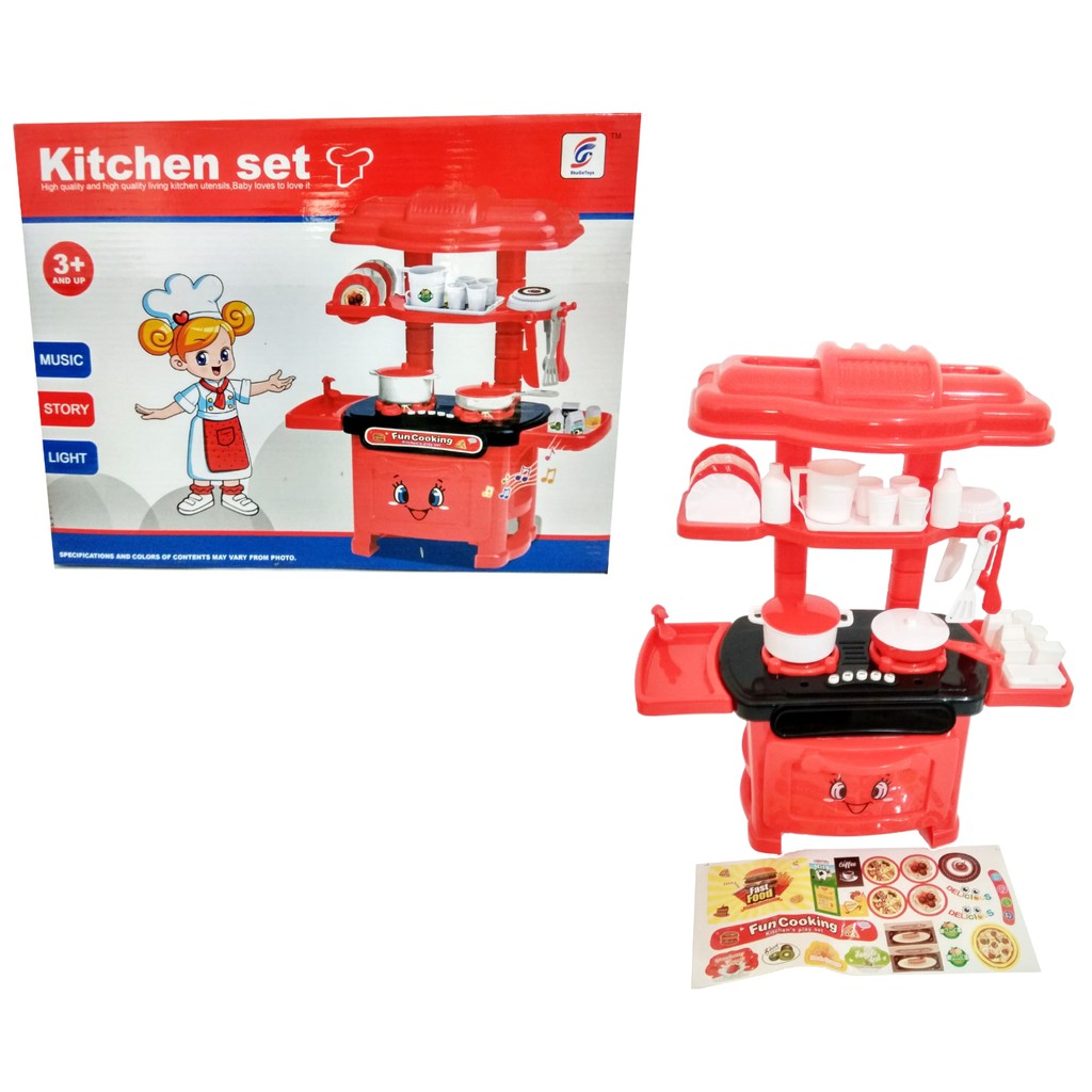 B832-6 Mainan Mini Kitchen set table ada lampu + musik + teeling story - mainan anak perempuan masak