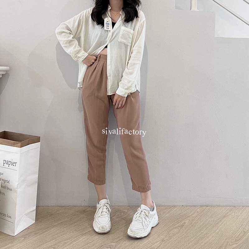 SIVALI Elika Pants 345/555 - Ankle Pants BIG SIZE - Loose Pants for Petite Girls Ukuran Jumbo - Celana 7/8 Bahan Jatuh - Celana Kerja Wanita