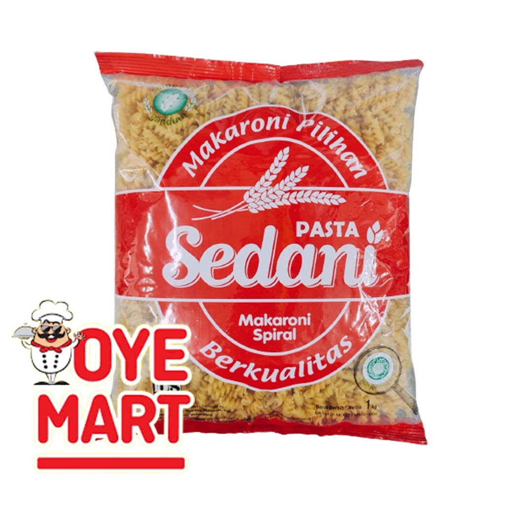 SEDANI MAKARONI SPIRAL 1KG/MAKARONI PASTA BENTUK SPIRAL