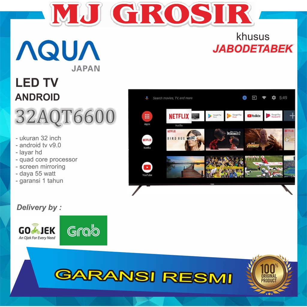 LED TV AQUA 32&quot; ANDROID 32AQT6600 32 INCH USB MOVIE HDMI HD