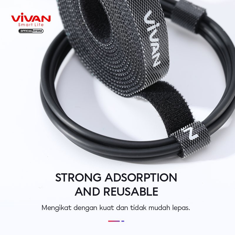 VIVAN Reusable Velcro Strap Cable Ties Pengikat Perekat Penjepit Kabel VVT