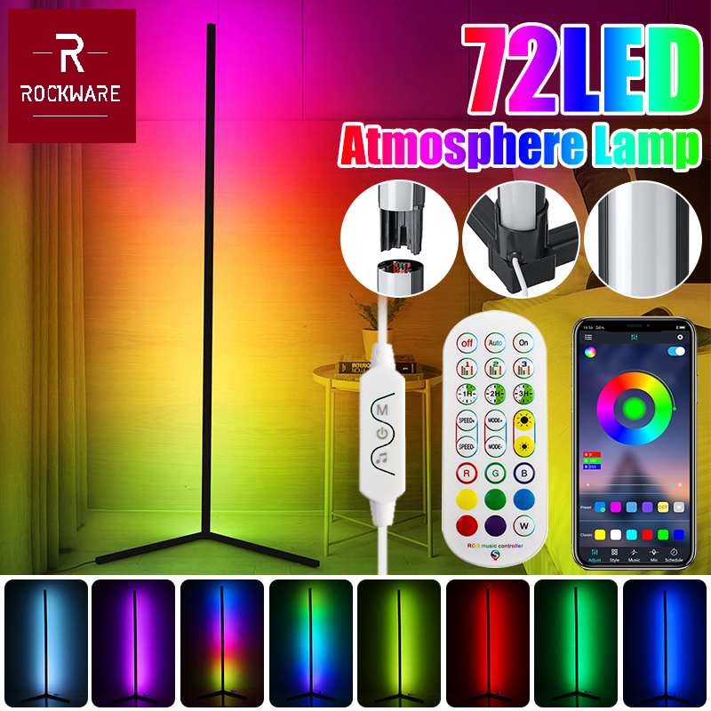 ROCKWARE LED RGB Magic Color Corner Standing Floor Lamp 1.2M 72LED 15W