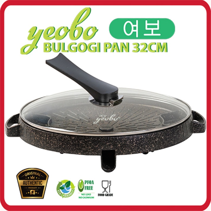 PEMANGGANG YEOBO BULGOGI PAN 32CM ALL NEW PANGGANGAN BBQ FREE TUTUP KACA GAGANG PANJANG korean bbq