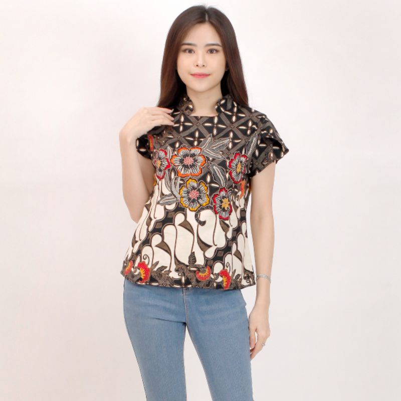 Batik wanita - Atasan blouse batik wanita fashion 569-BLACK A