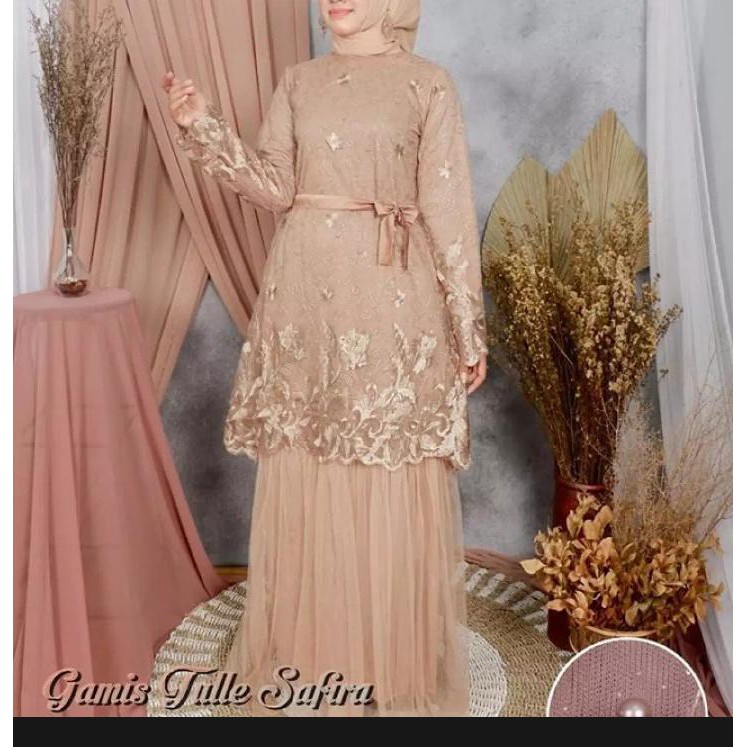 Gamis Safira Tulle / Baju Ondangan Style Kekinian / Gamis Brokat  / Terbaru Dan Terlaris /RKS/baju t
