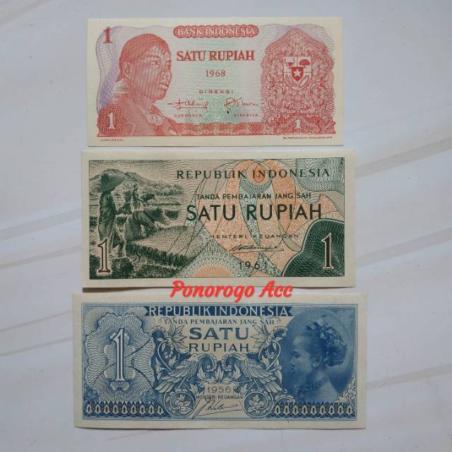(GRESS) Set 1 rupiah uang kuno rp 1 sudirman 1968 rp 1 suku bangsa 1956 rp 1 sandang pangan 1961