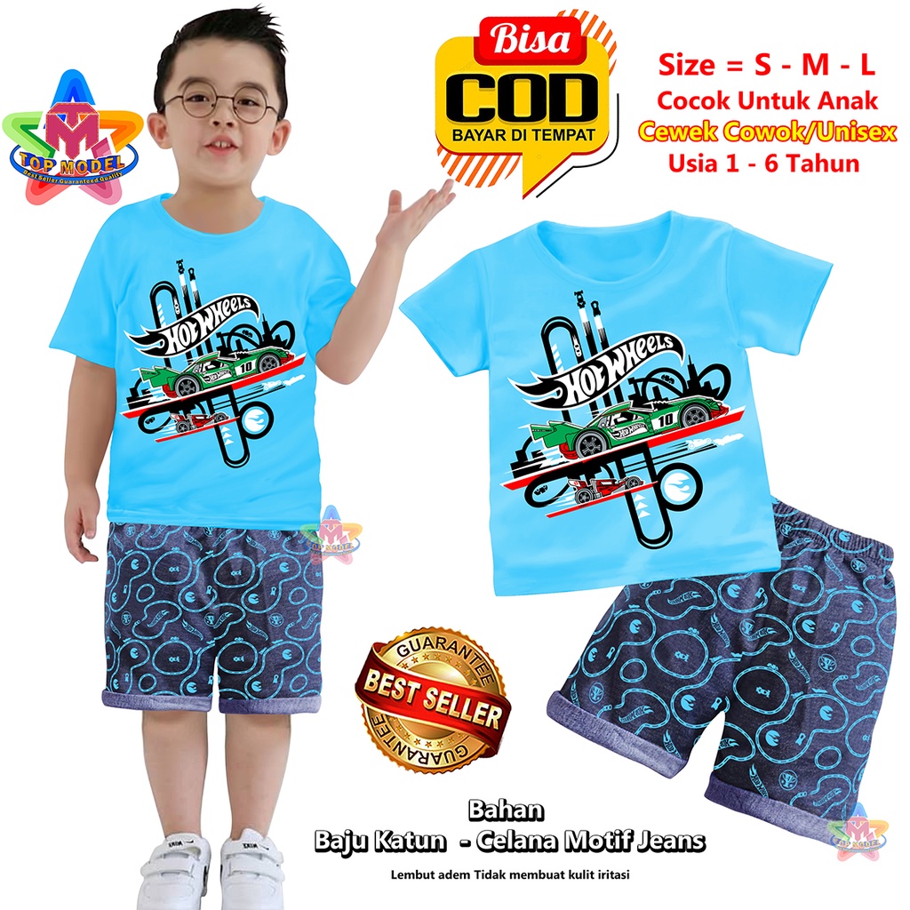 BISA COD &amp; Gratis Ongkir Setelan Baju Anak Celana Jeans Cowok Baby 1-6 Tahun TOP MODEL 00062 Baju Anak Pendek terbaru dan termurah Bahan Katun Baju Setelan Anak Pendek Children Wear Paling Tren &amp; Laris Terbaru Kekinian Baju Anak Main Kado Ulang Tahun Baju